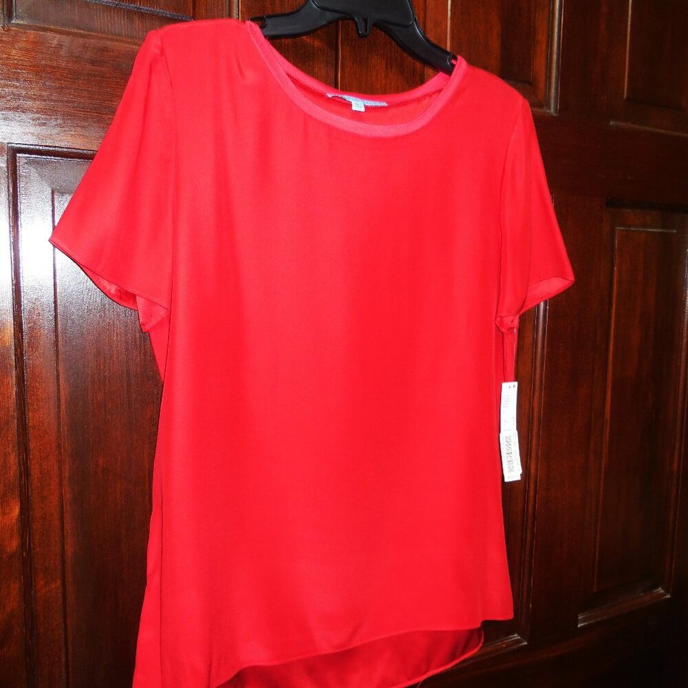 100% Silk Tee Top Short Sleeve Size M